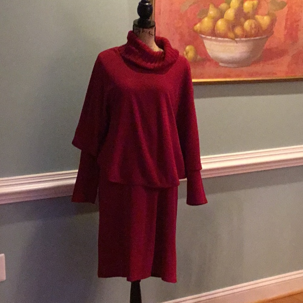 Red Knit Dress With Cape